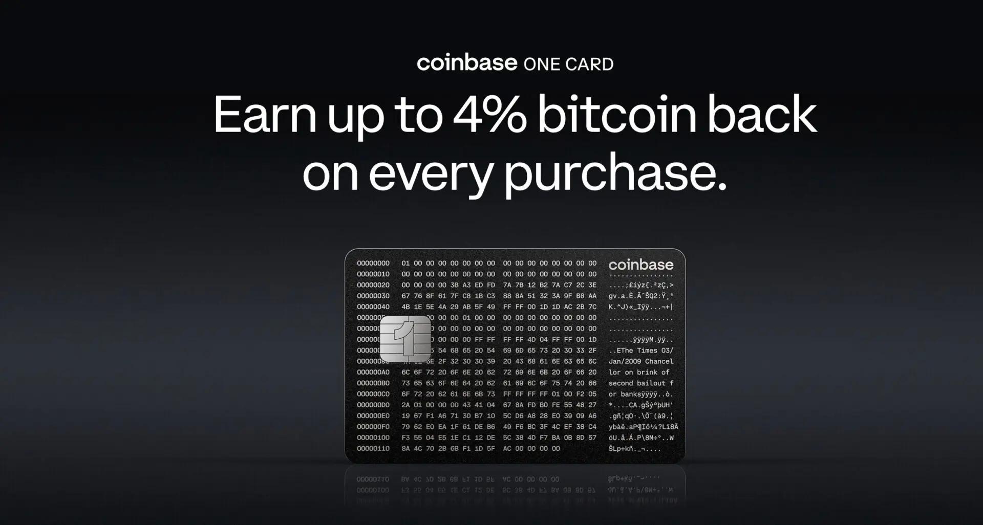 Coinbase launches One Card, promises 4% Bitcoin cashback on every purchase